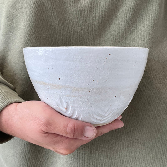 White Carved Speckled Bowl
