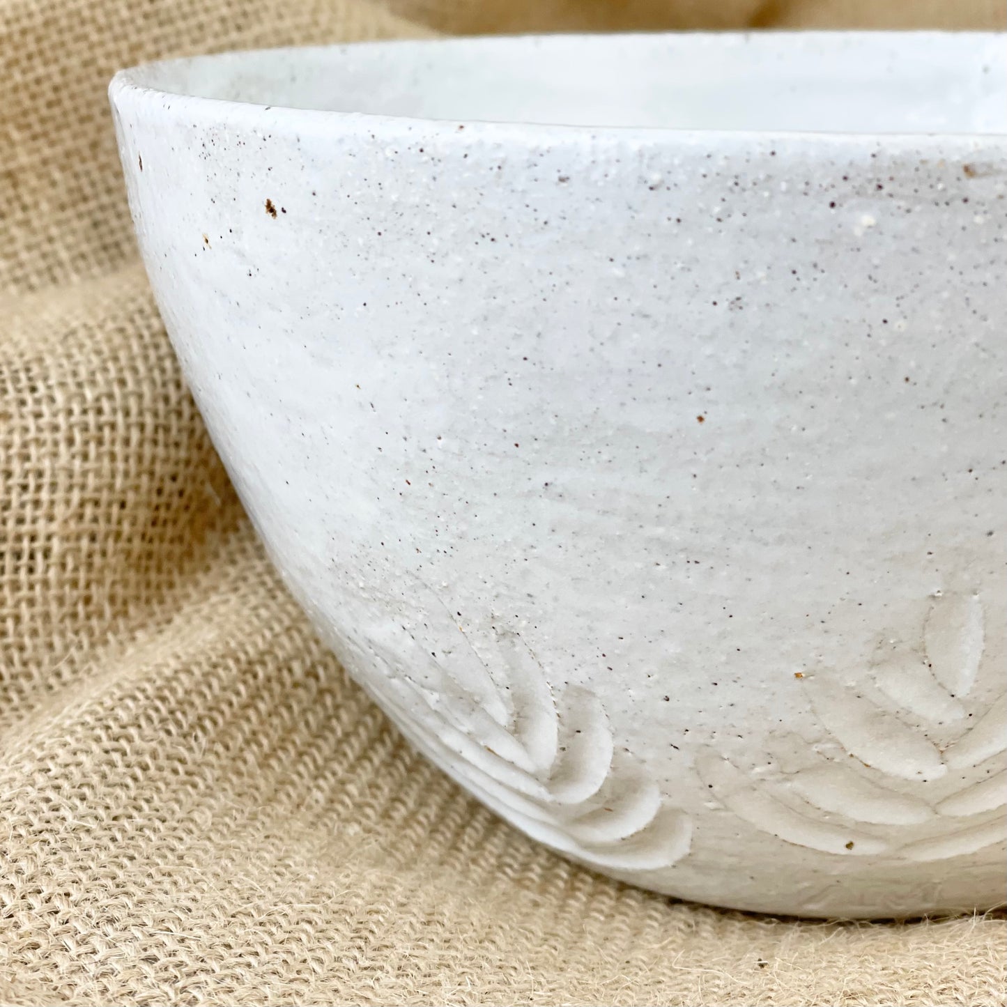 White Carved Speckled Bowl